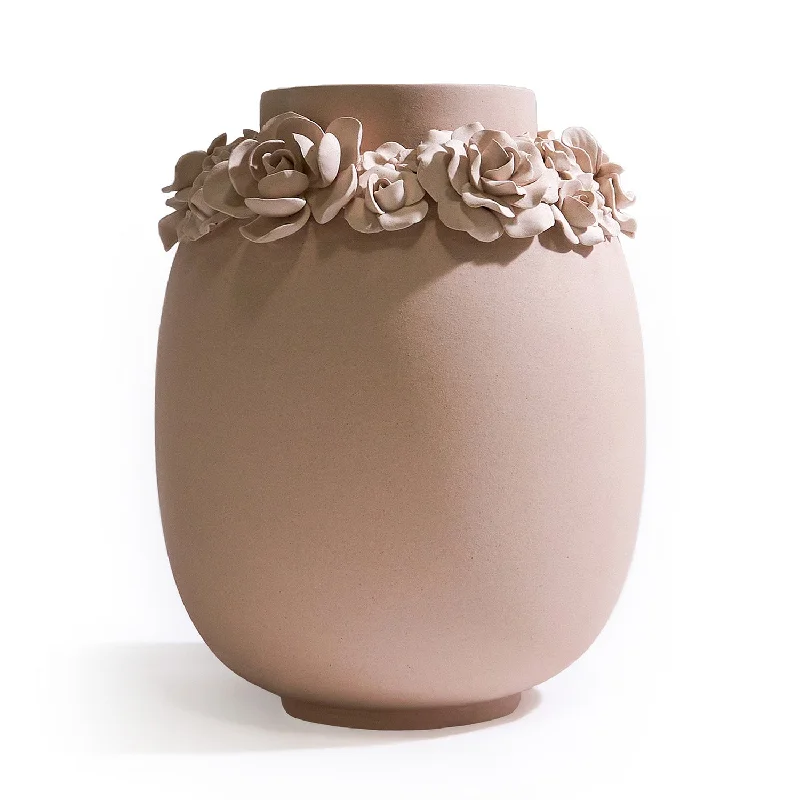 Rosette Tall Vessel | Natural Clay