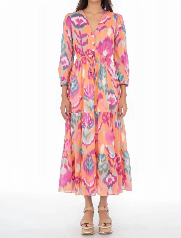 Castor Dress In Ikat Floral Spice