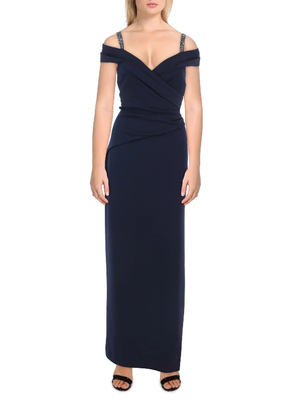 Womens Cold Shoulder Long Evening Dress