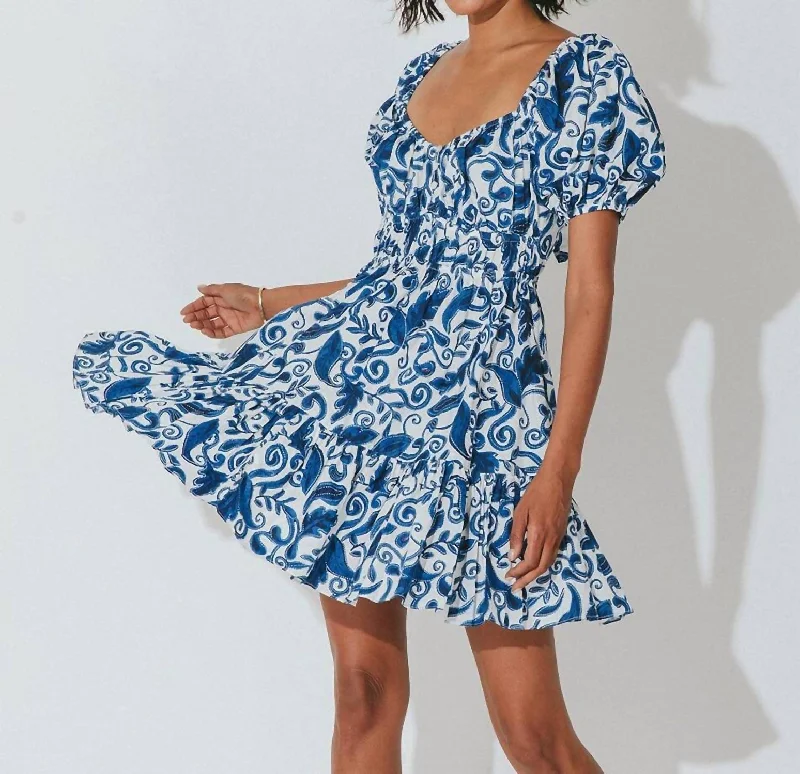 Bea Mini Dress In Azulejo