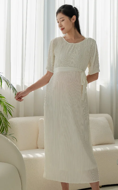 Quick Sale Genevieve Pleated Nursing Dress in Cream