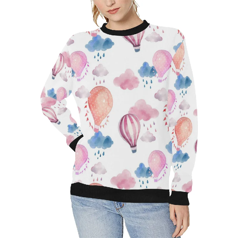 Watercolor air balloon cloud pattern Women's Crew Neck Sweatshirt