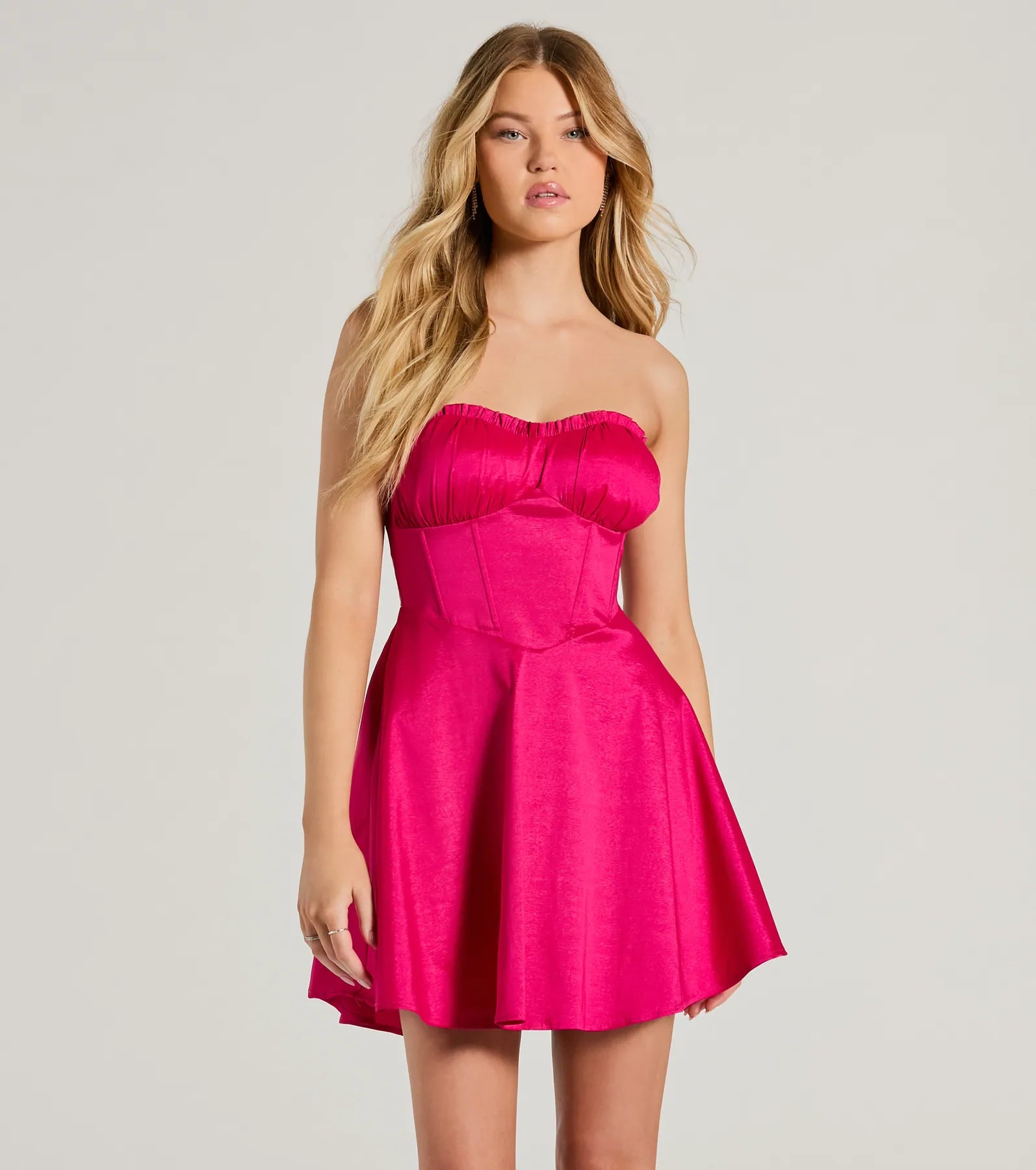 Effortlessly Lovely Strapless Corset Skater Dress