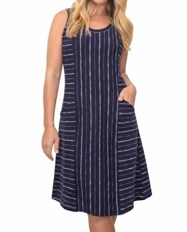 Vineyard Stripe Tank Dress In Navy