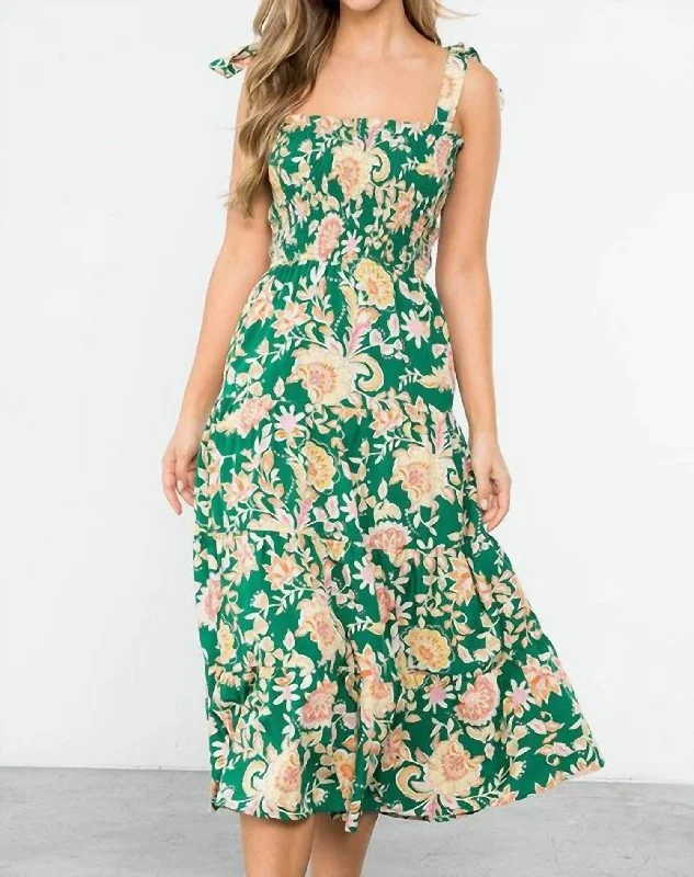 Talia Dress In Green Floral