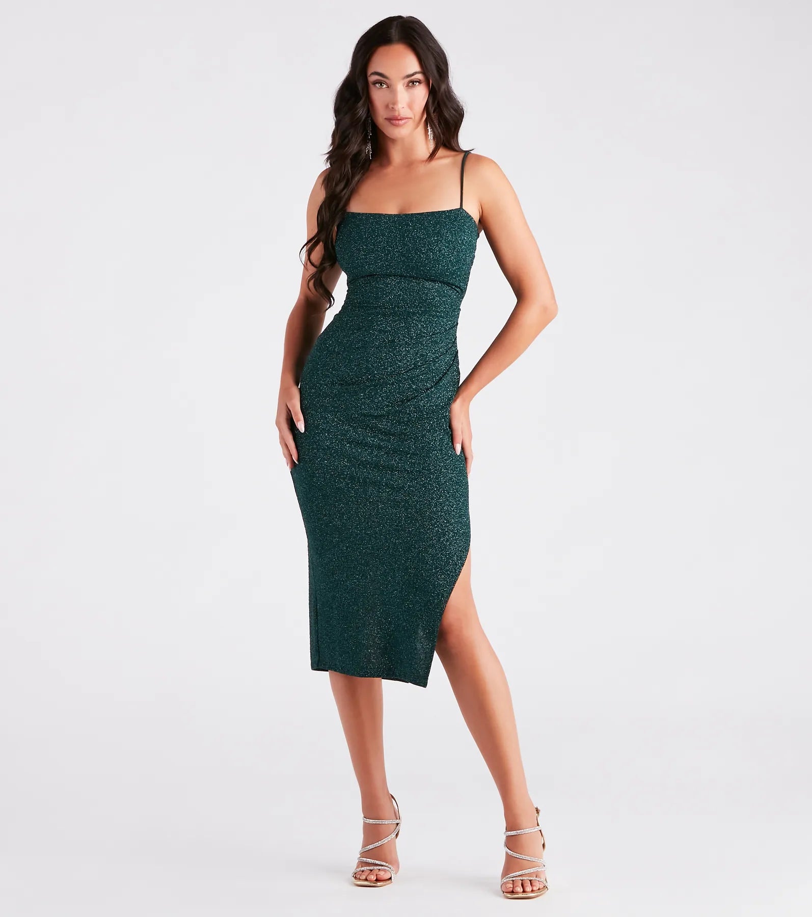 Glitzy Gorgeous Glitter Knit Midi Dress