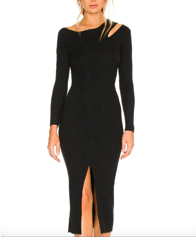 Camille Compact Knit Dress In Black