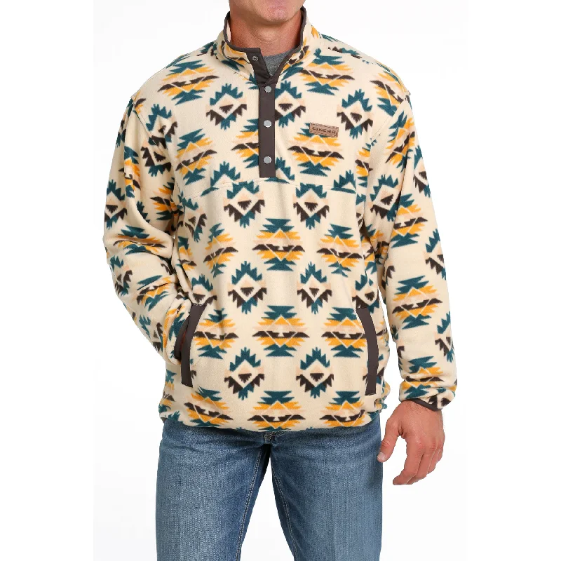 Cinch Men's Cream Aztec Print Polar Fleece Pullover MWK1514020