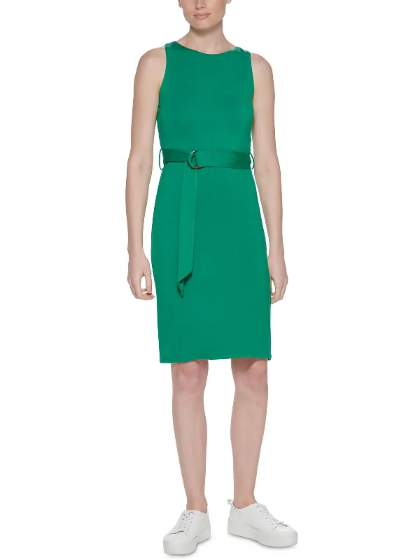 Womens Knit Sleeveless Sheath Dress