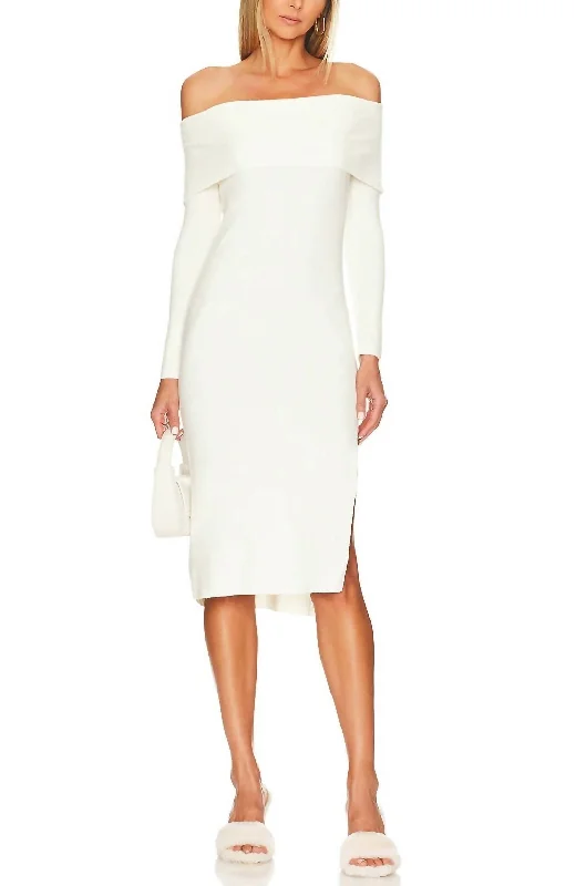 Francesca Sweater Dress In Pristine Ivory