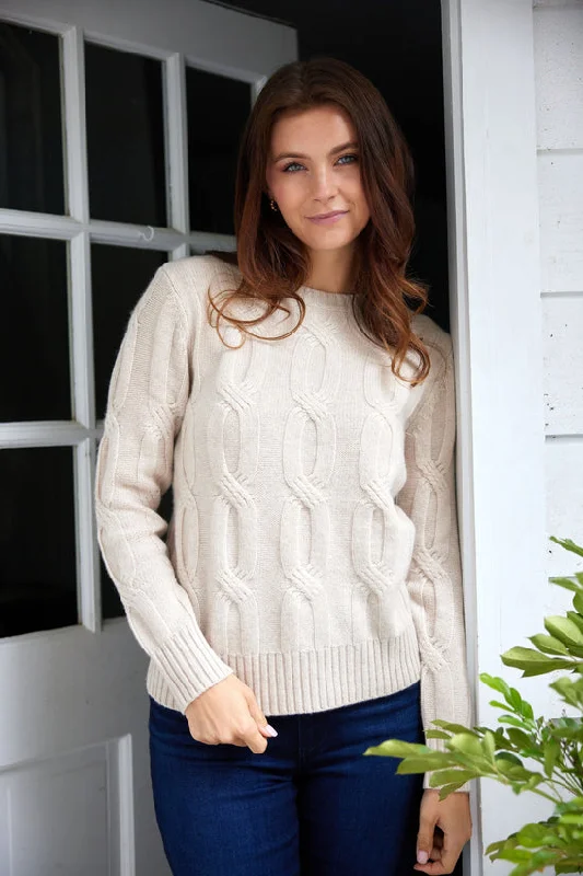 Sail to Sable Cable Knit Crew Sweater Camel