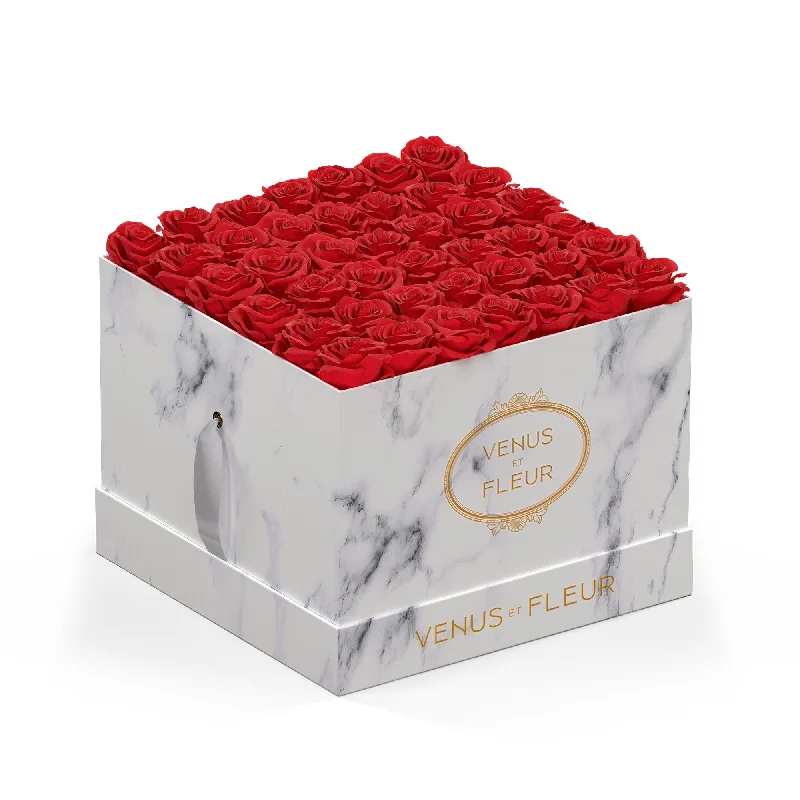 Large Square | White Marble | Red