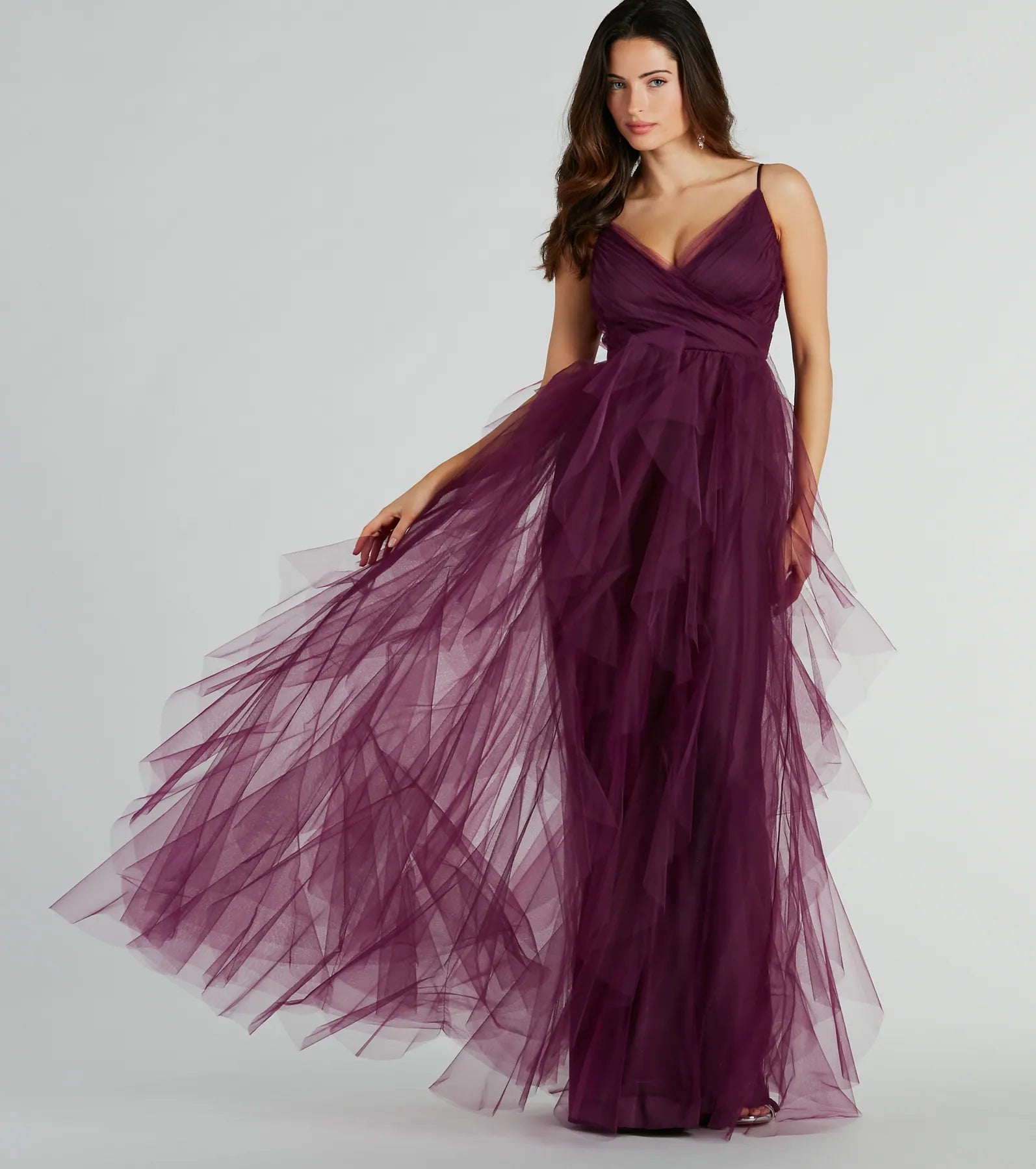 Hadley V-Neck Ruffled A-Line Tulle Formal Dress