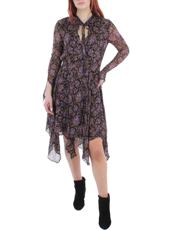 Womens Flowy Floral Midi Dress