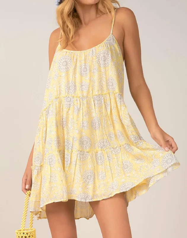 Babydoll Spaghetti Dress In Limon Blue