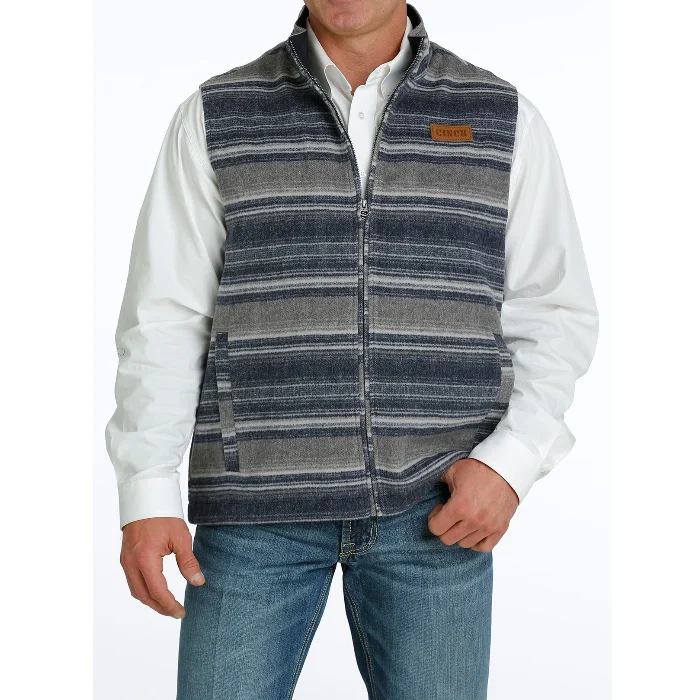 Cinch Men's Navy Stiped Full Zip Wooly Vest MWV1903002