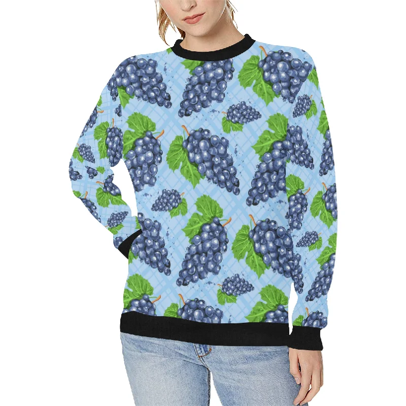 Watercolor grape pattern Women's Crew Neck Sweatshirt