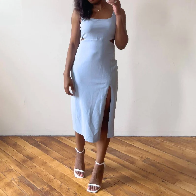 Cutout Midi Dress In Light Blue