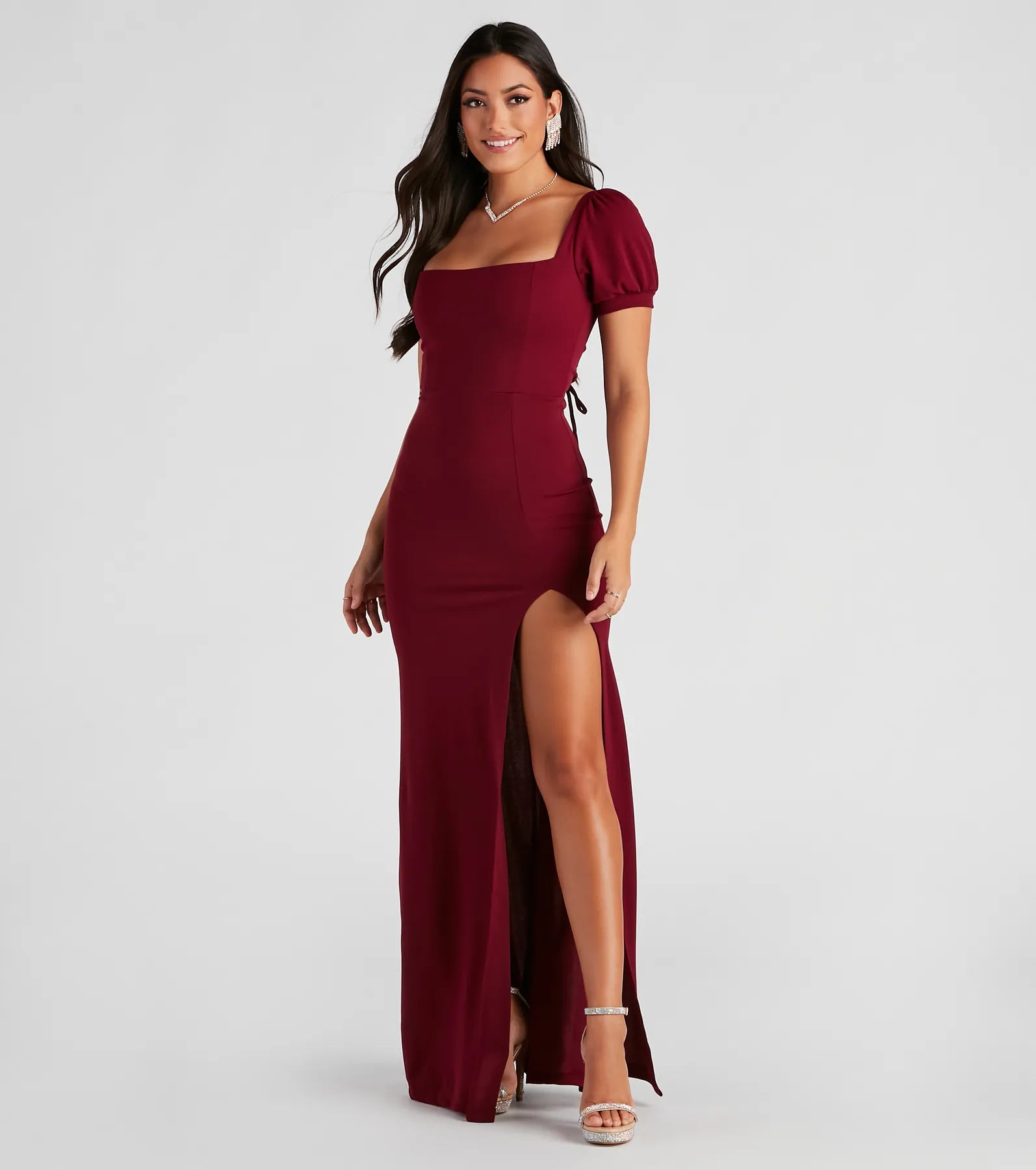 Denali Formal Puff Sleeve Long Dress