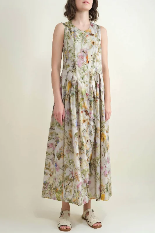 Light-As-Air Dress In Pressed Flowers