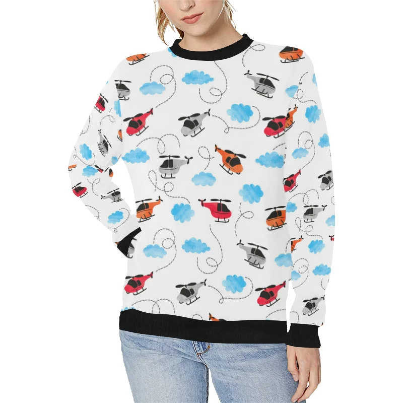 Watercolor helicopter cloud pattern Women's Crew Neck Sweatshirt