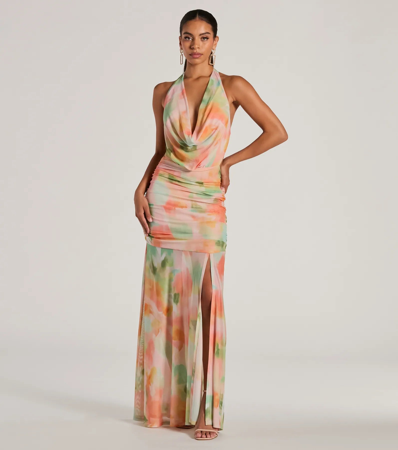 Bohemain Charm Halter Open Back Tie Dye Maxi Dress