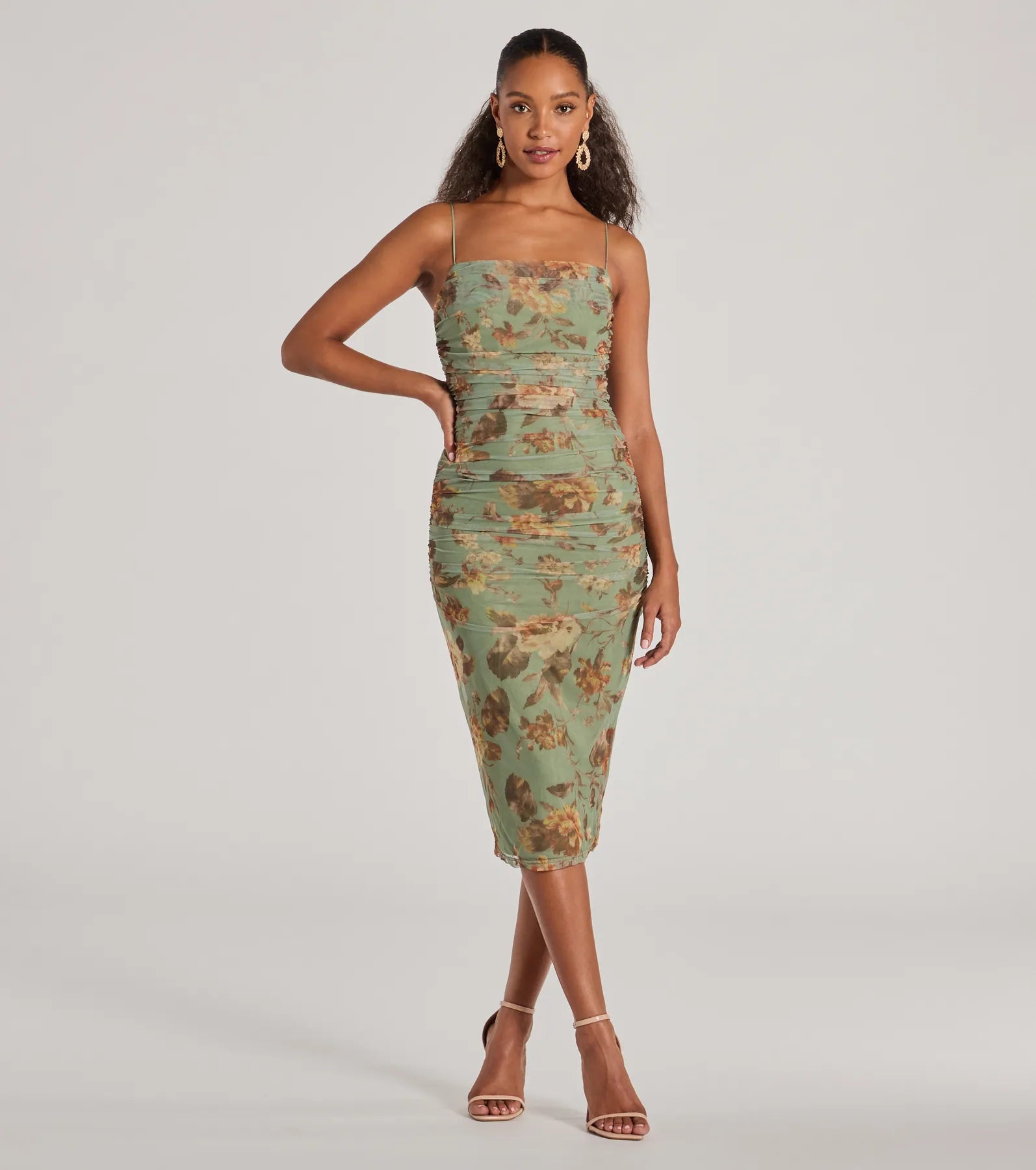 Romance Will Blossom Corset Floral Mesh Midi Dress